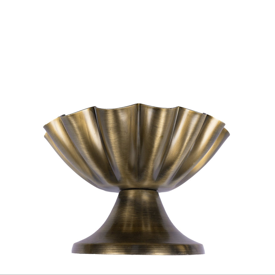 Gold Scalloped Bowl on Pedestal - Small