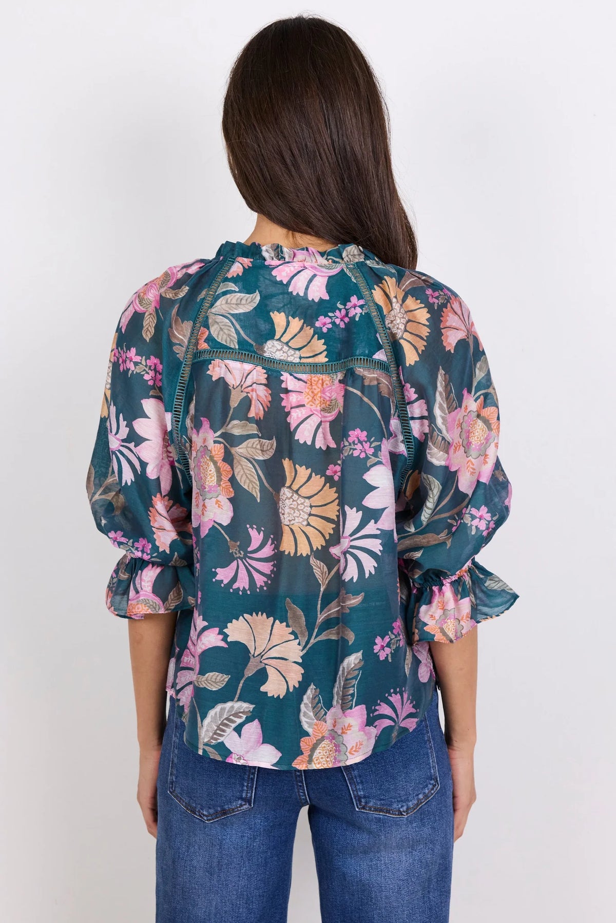 Encounter Scarf Print Top - Petrol