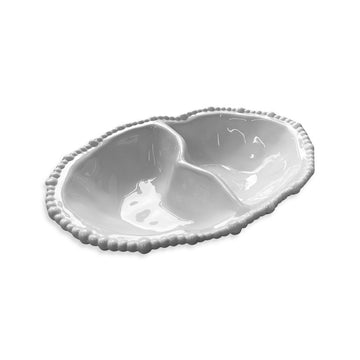 Melamine Pearl Double Serving Bowl White