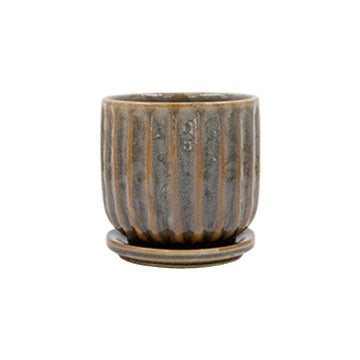 Planter - Leonie Brackish Glaze + Saucer | Small