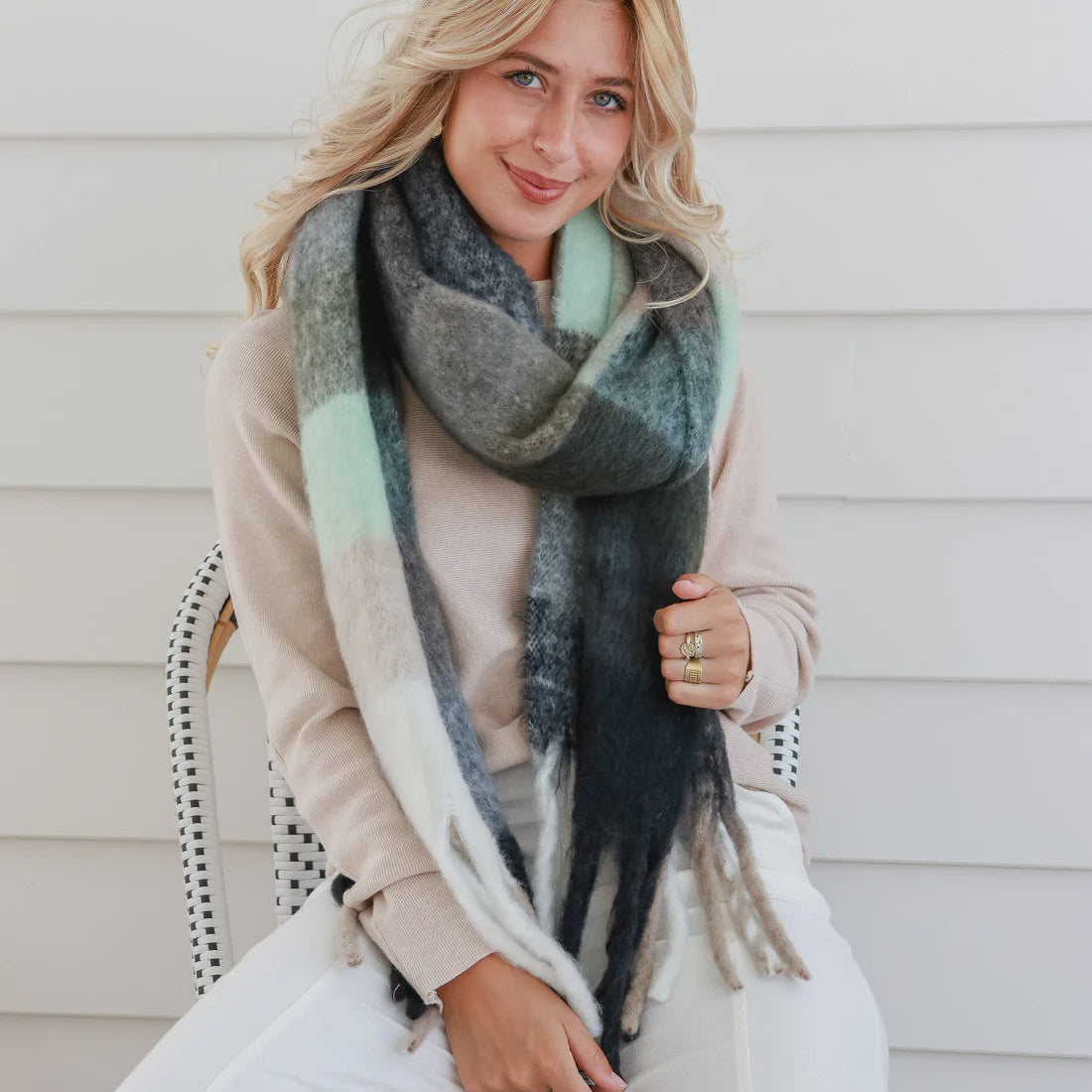 Chec Scarf | Mint