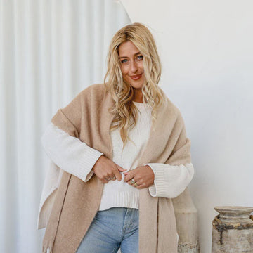 winter wrap scarf - biscuit