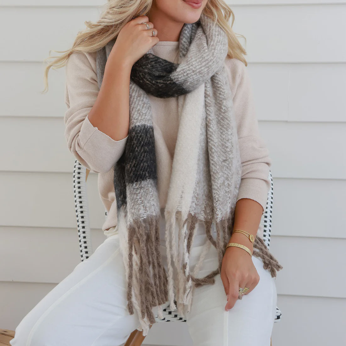 Check Scarf | Natural by Free Spirit