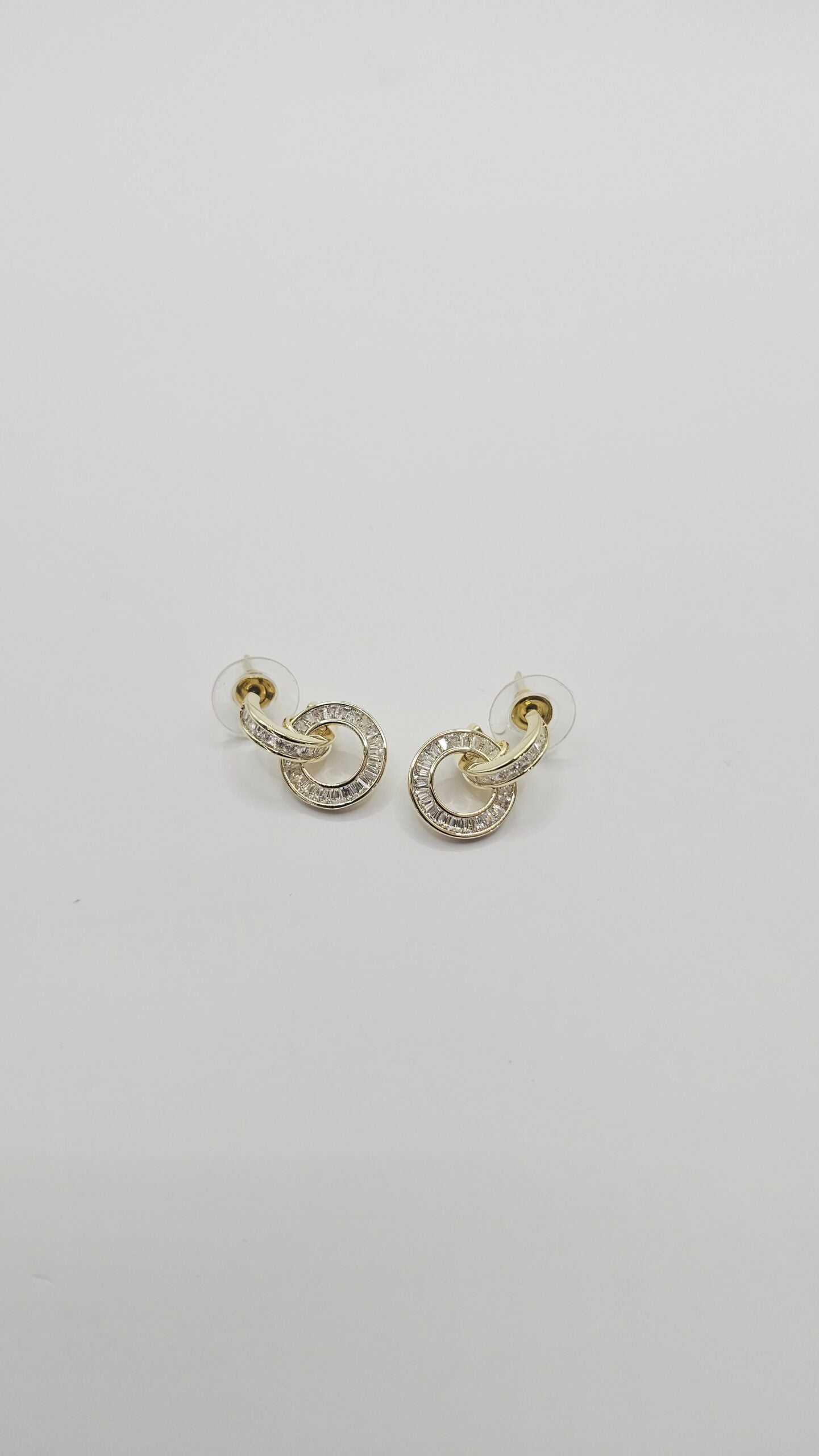 Fashion Earrings - Gold Double with Diamante