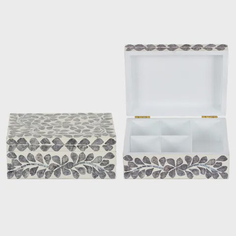 Inlay Jewellery Box - Charcoal + White