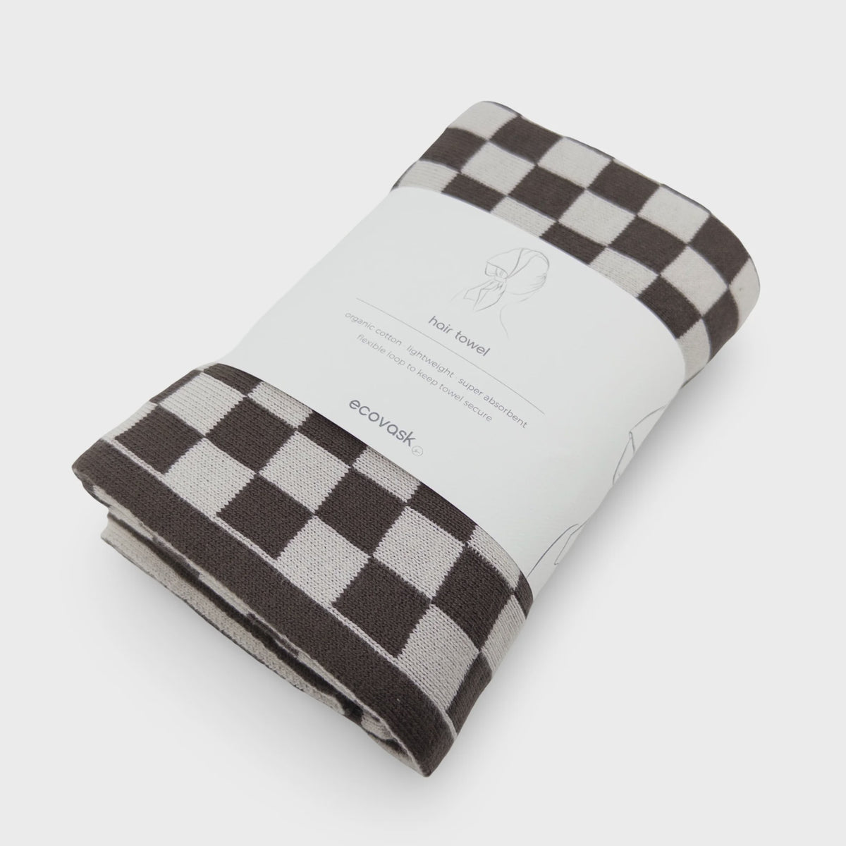 Hair Towel Mini - Chocolate | Chequer