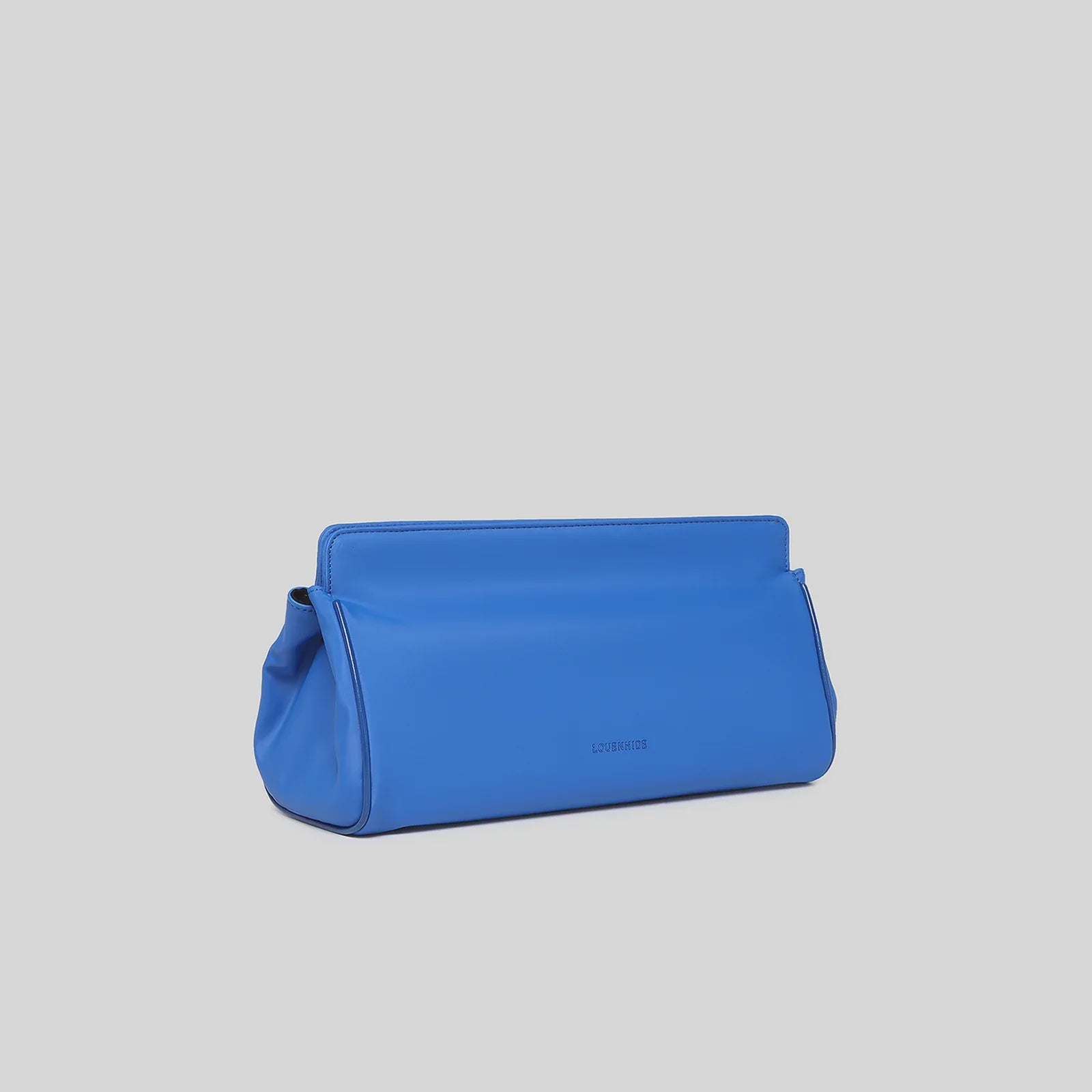 Blue handbag on a light gray background