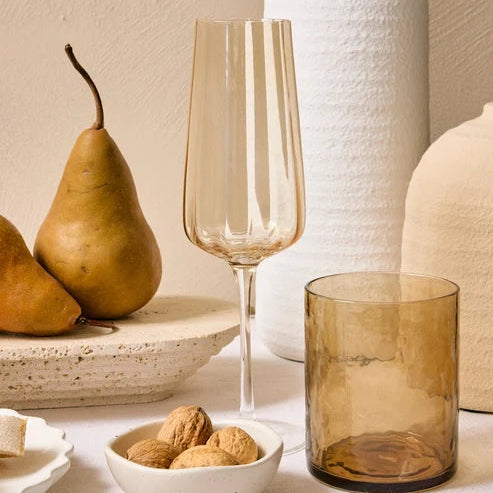 Ripple Champagne Flute (Set of 2) - Amber