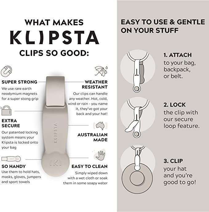 Klipsta Magnetic Hat Clip - Stone