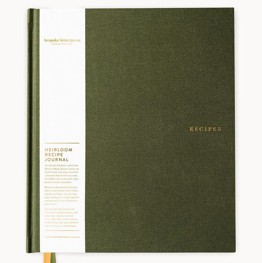 Heirloom Recipe Book Journal - Basil Green