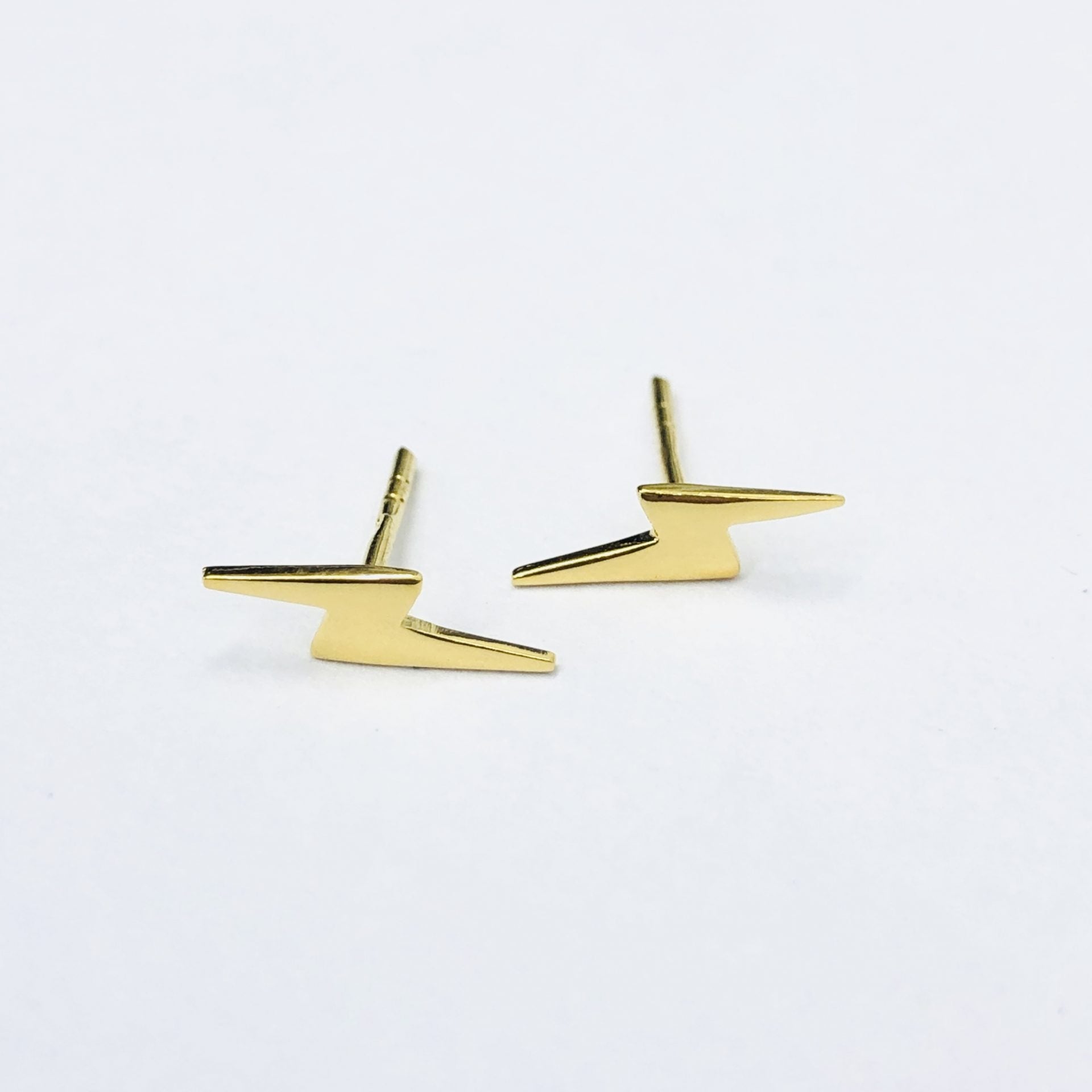 Sterling Silver Gold Plated - Lightning Bolt Stud