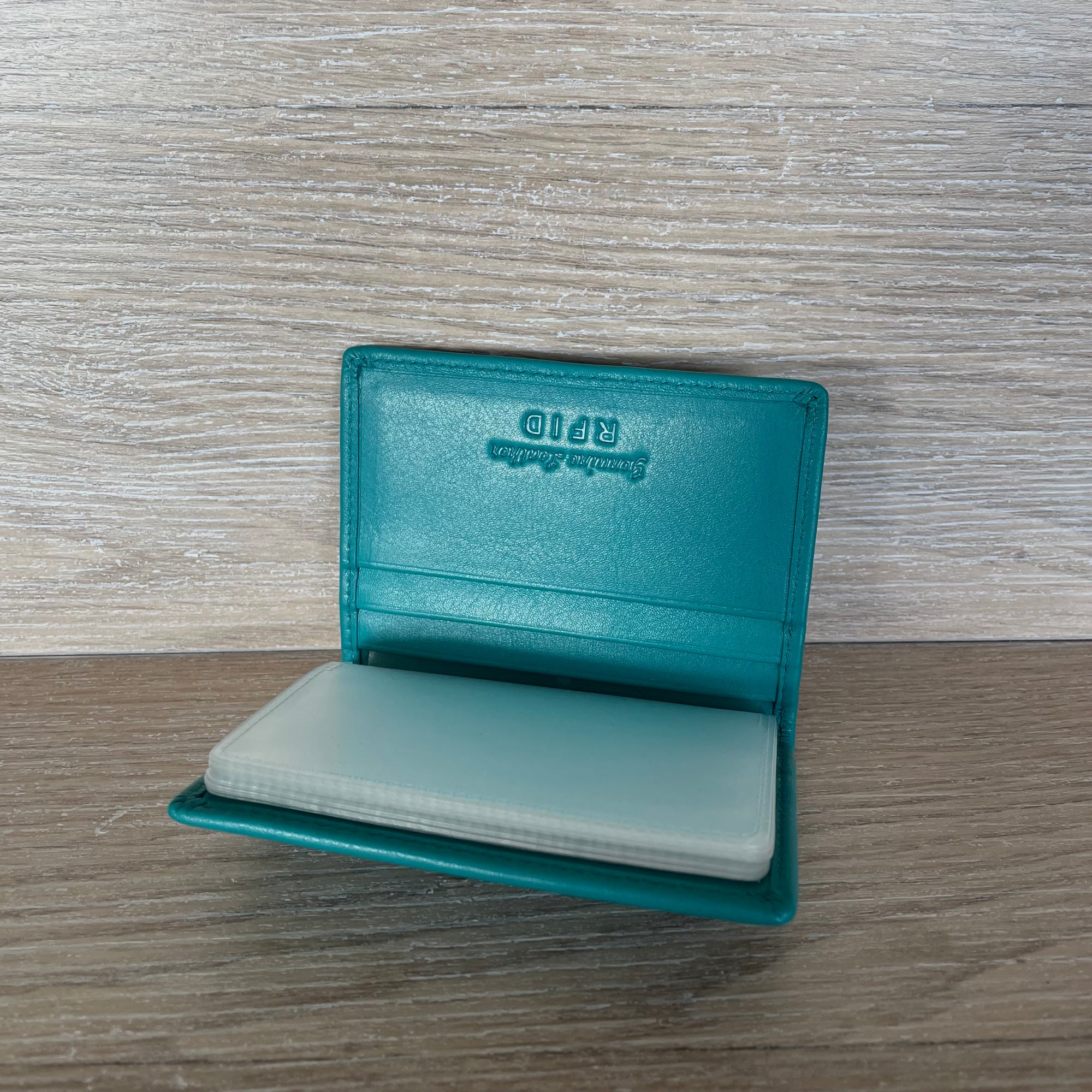 Leather Card Wallet - Jed | Aqua