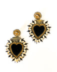 Handcrafted Earrings - Black + Gold | Heart