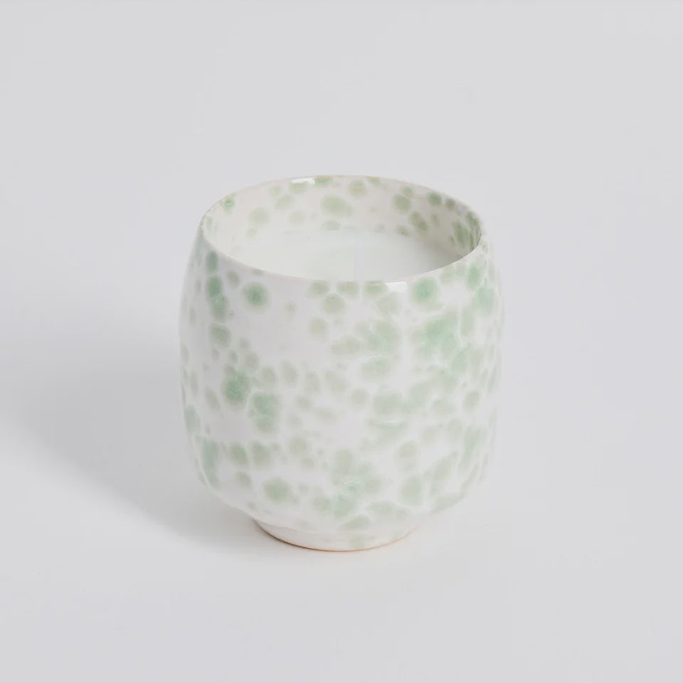 Green splash glazed candle