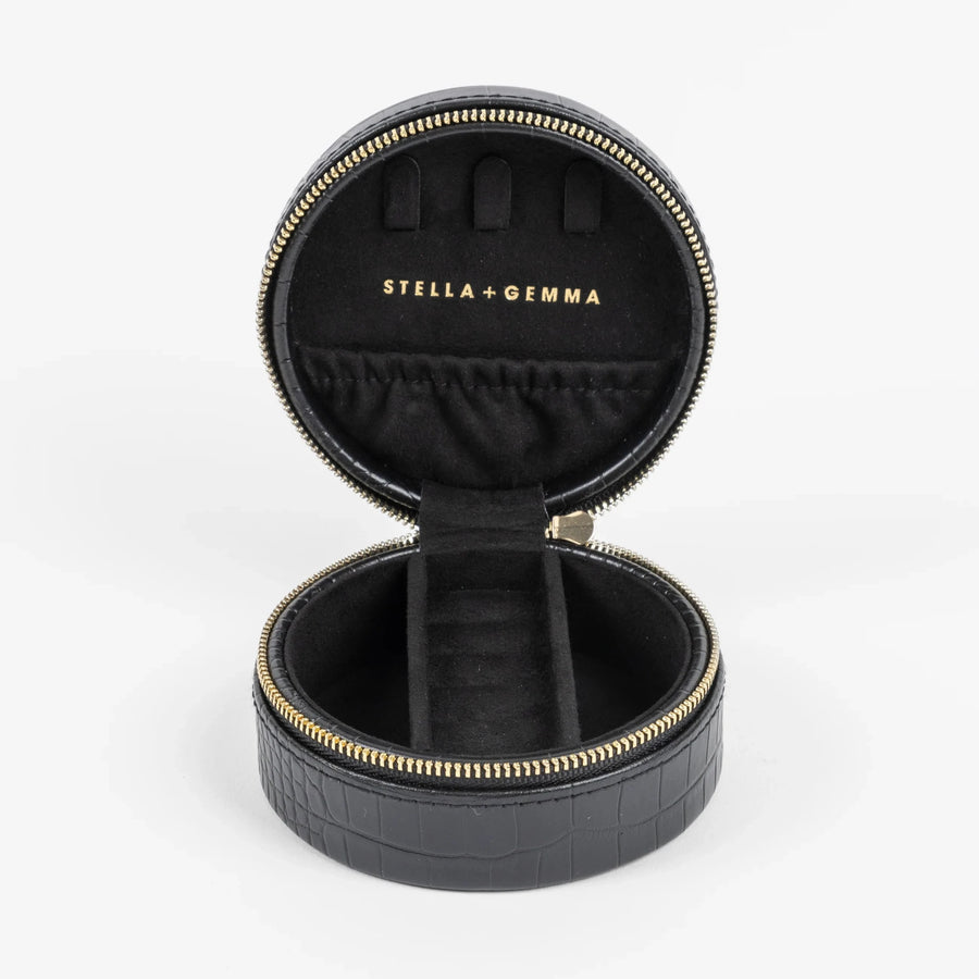 S+G Jewellery Case - Round | Croc Black