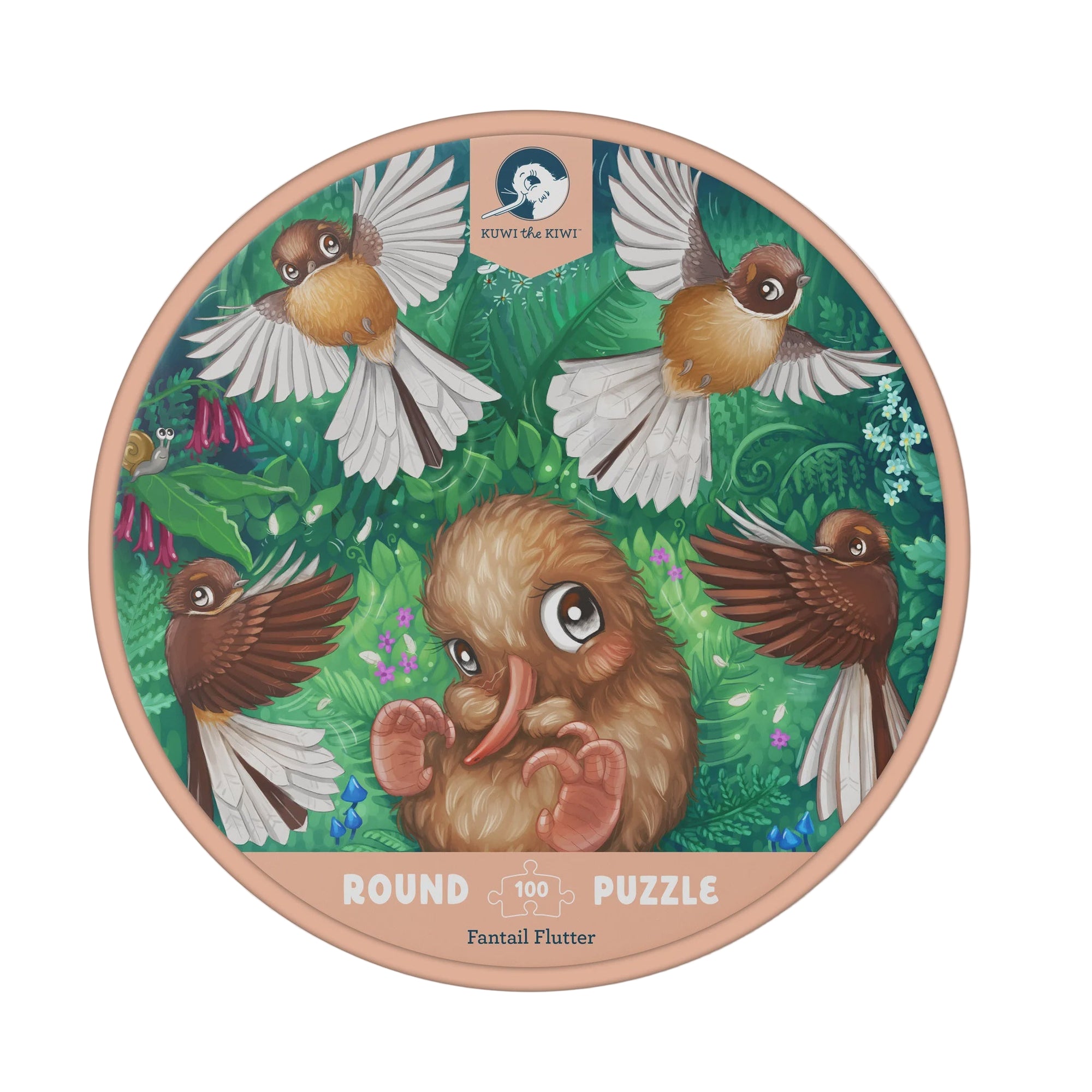 Kuwi Round Puzzle - Fantail Flurry 100pc