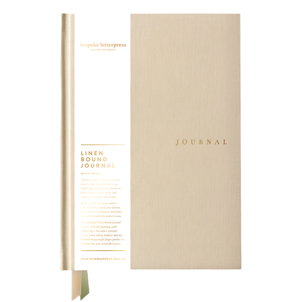 Linen bound journal - Desert Sand by Bespoke Letterpress