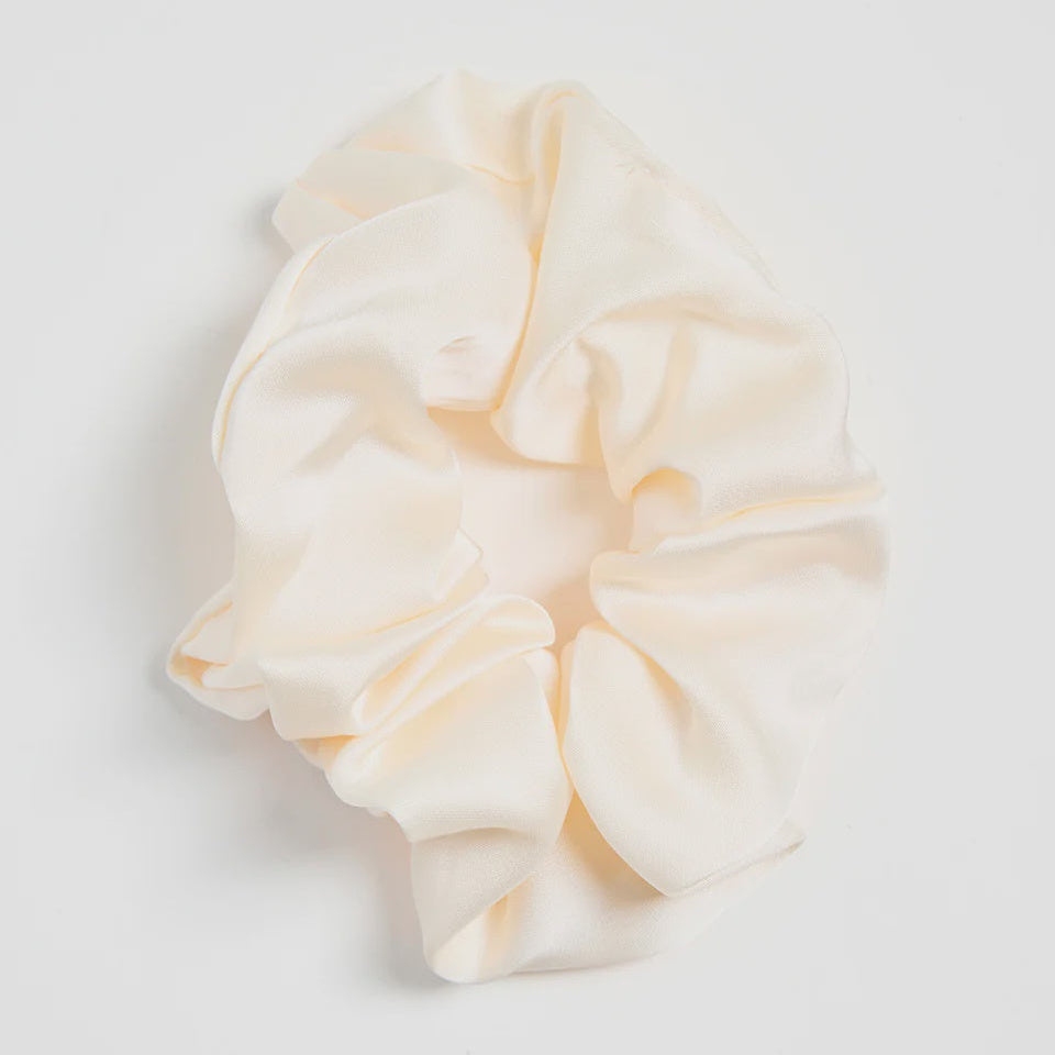 Large Cream Satin Scrunchie