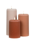Large LED Ribbed Pillar Candle - Taupe