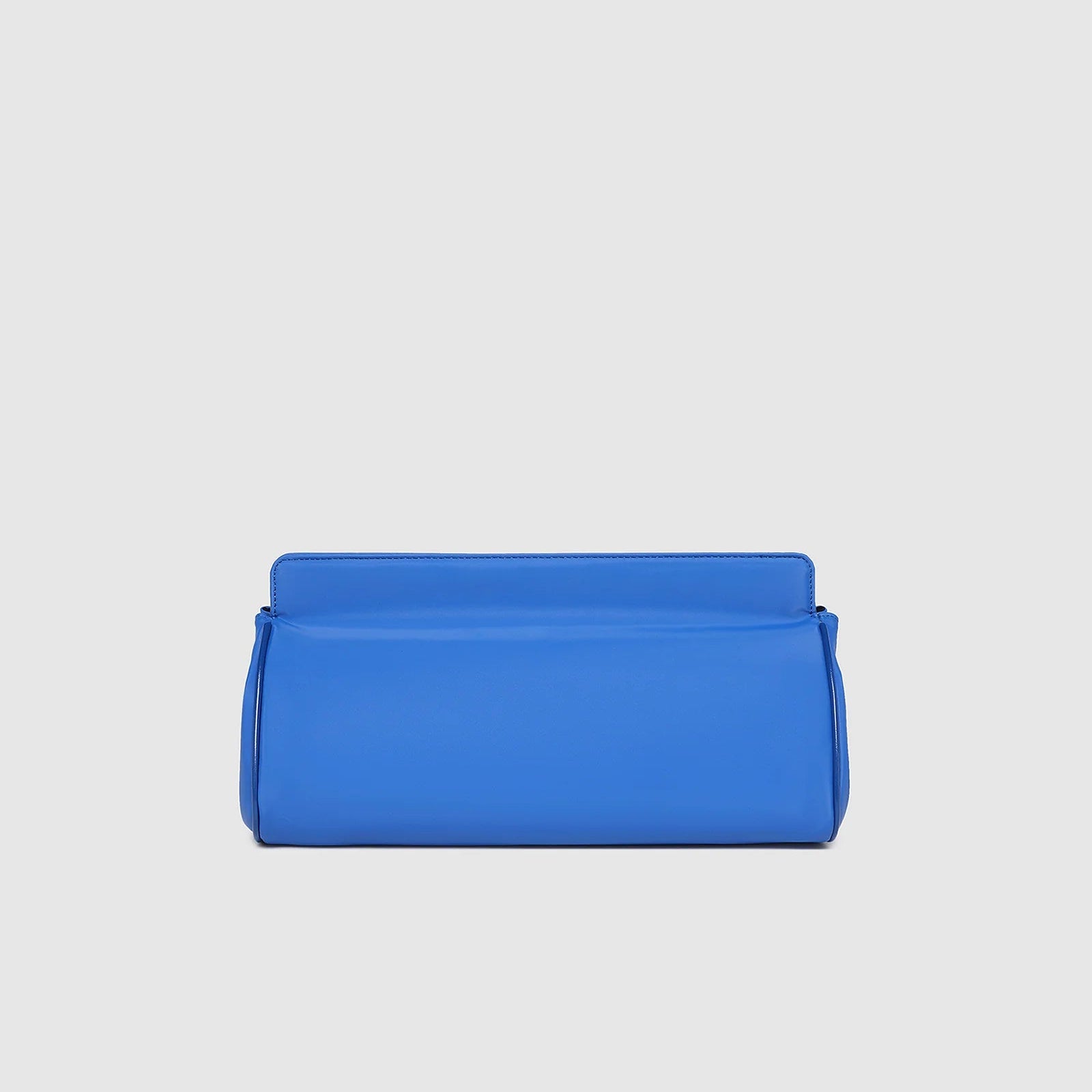 Blue clutch bag on a light gray background