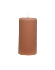 Medium LED Ribbed Pillar Candle - Light Brown