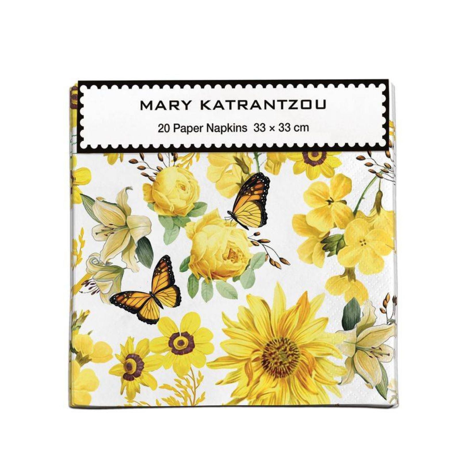 Museums & Galleries - Yellow Butterflies 20 Pkt - Paper Napkins