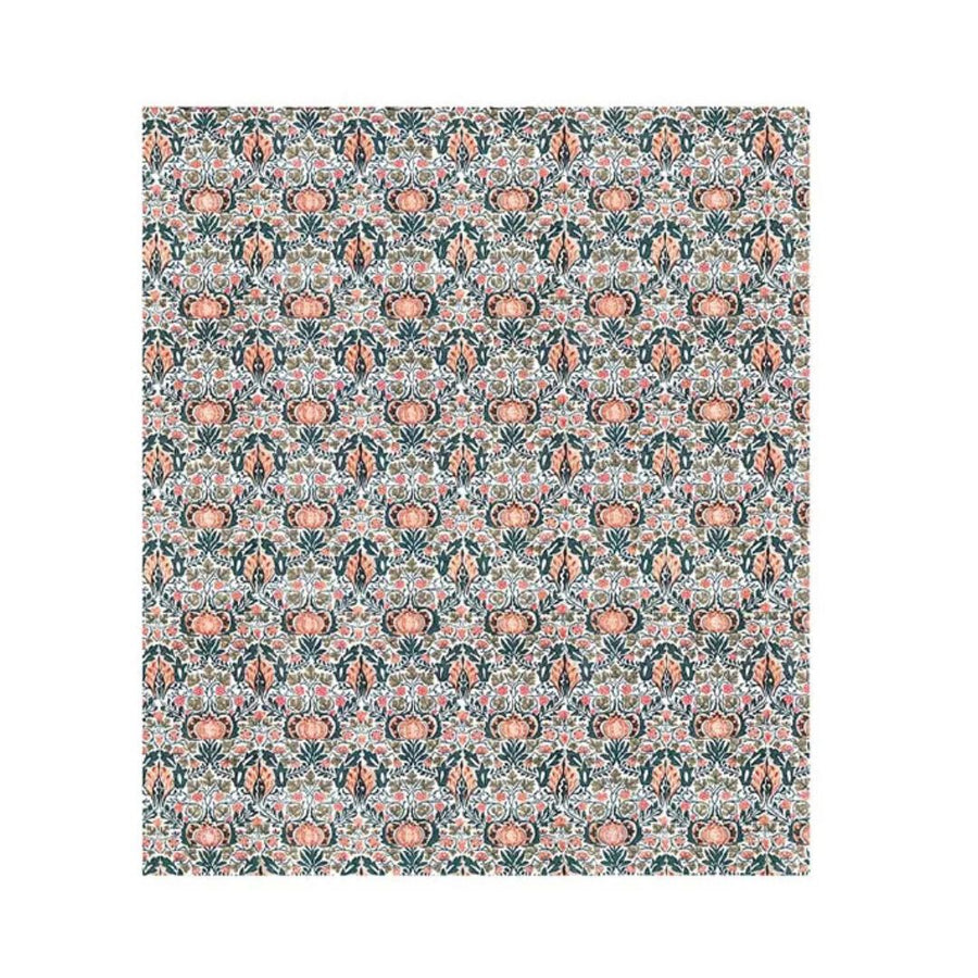 Patterned fabric swatch with floral design on a white background