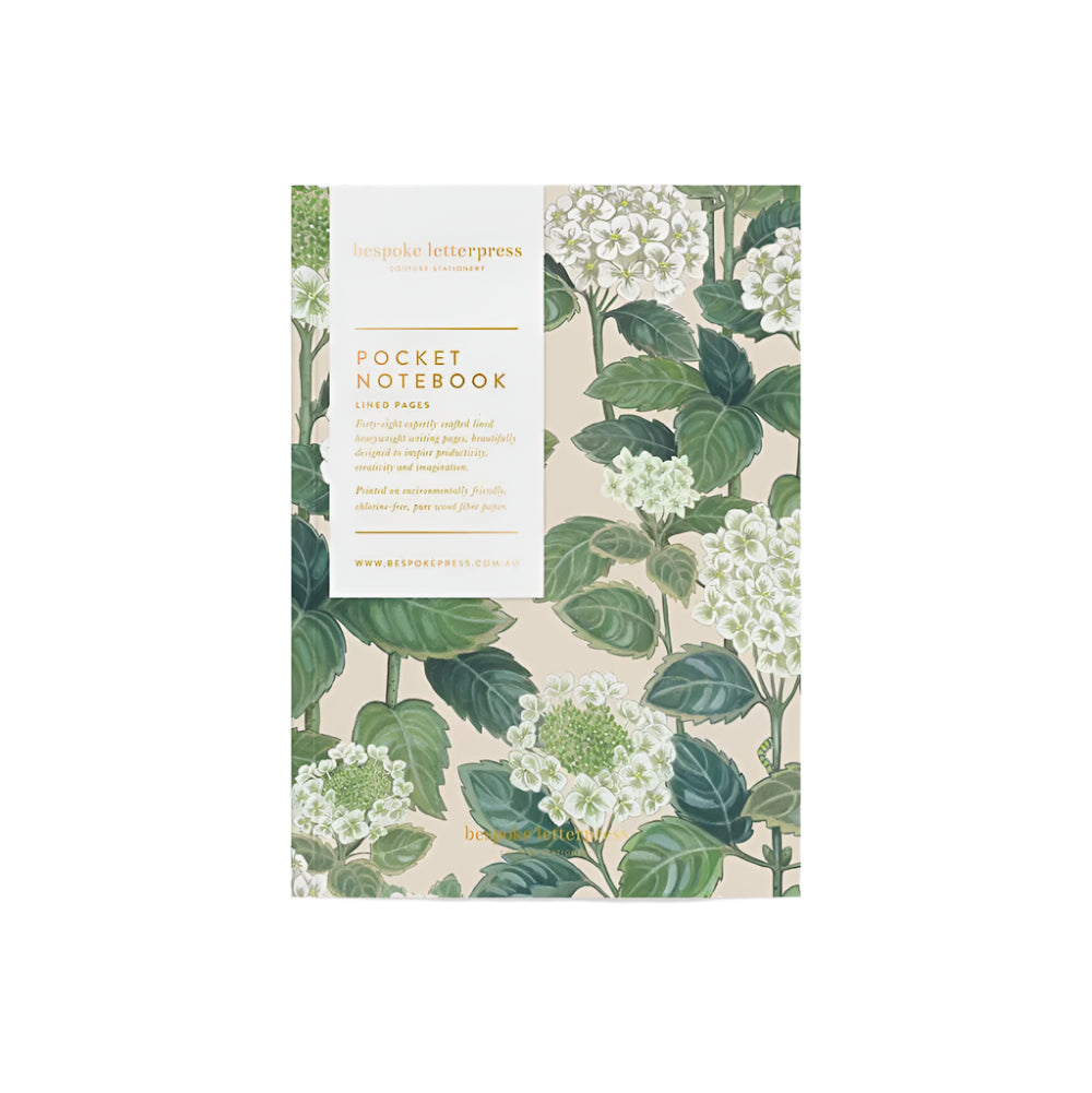 Pocket notebook (Lined) - Hydrangea by Bespoke Letterpress