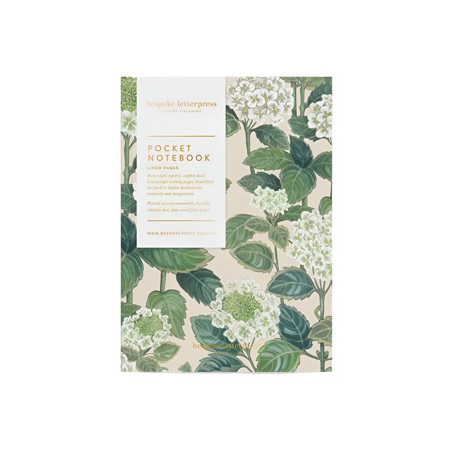 Pocket notebook (Lined) - Hydrangea by Bespoke Letterpress