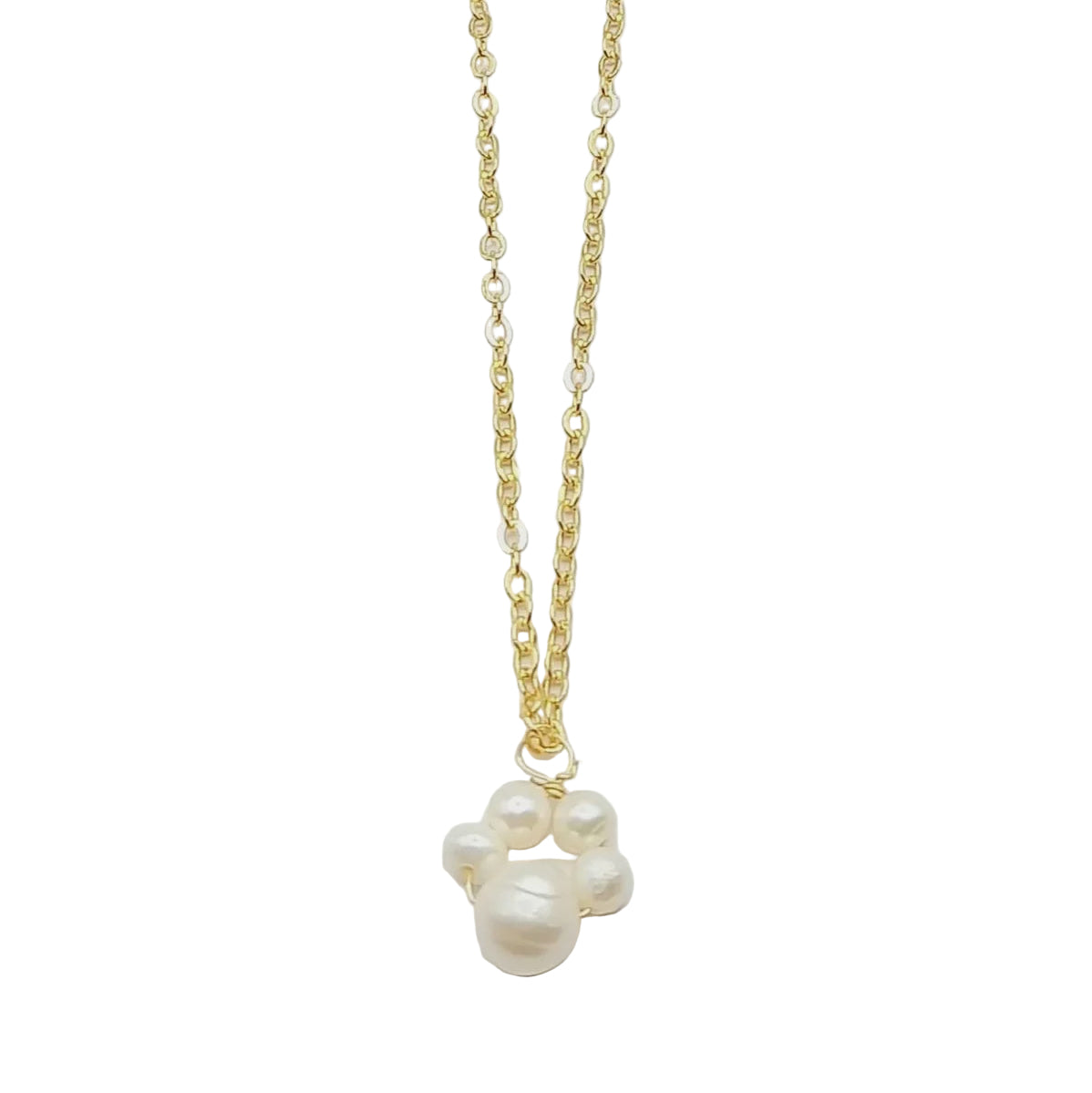 pearl cluster necklace gold