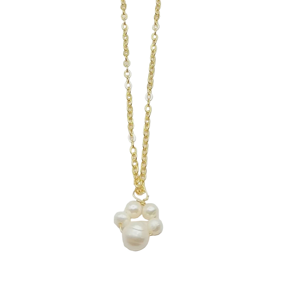 pearl cluster necklace gold