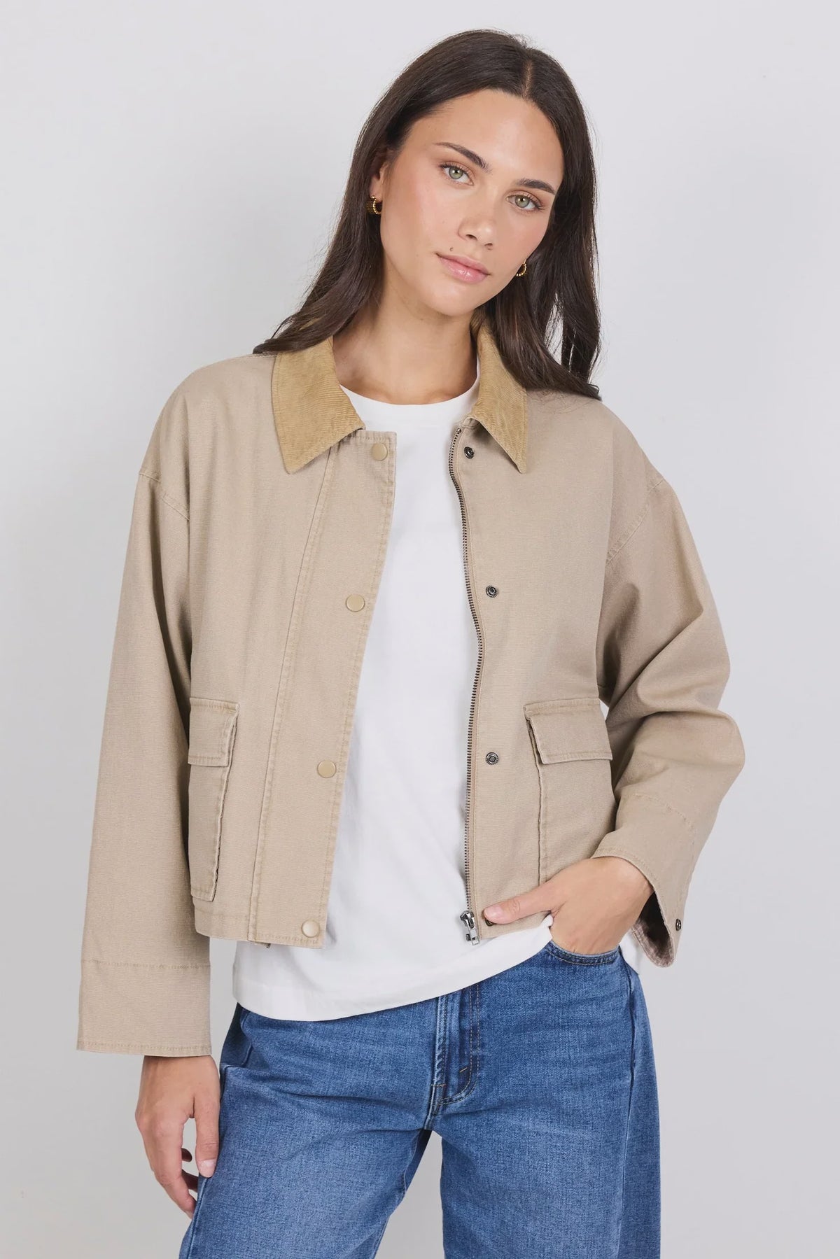 Newcomer Barn Cord Collar Jacket - Taupe