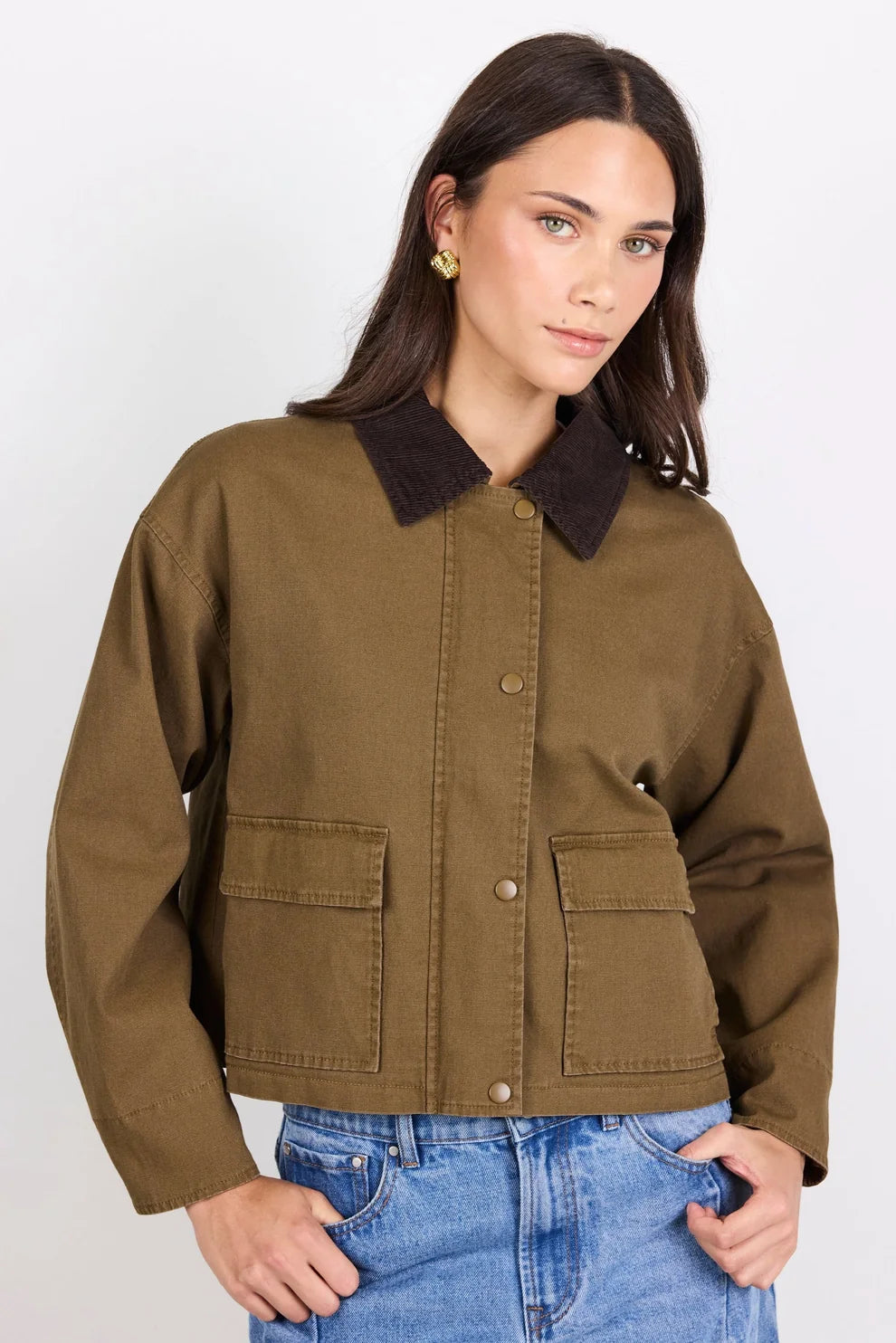 Newcomer Barn Cord Collar Jacket - Mocha