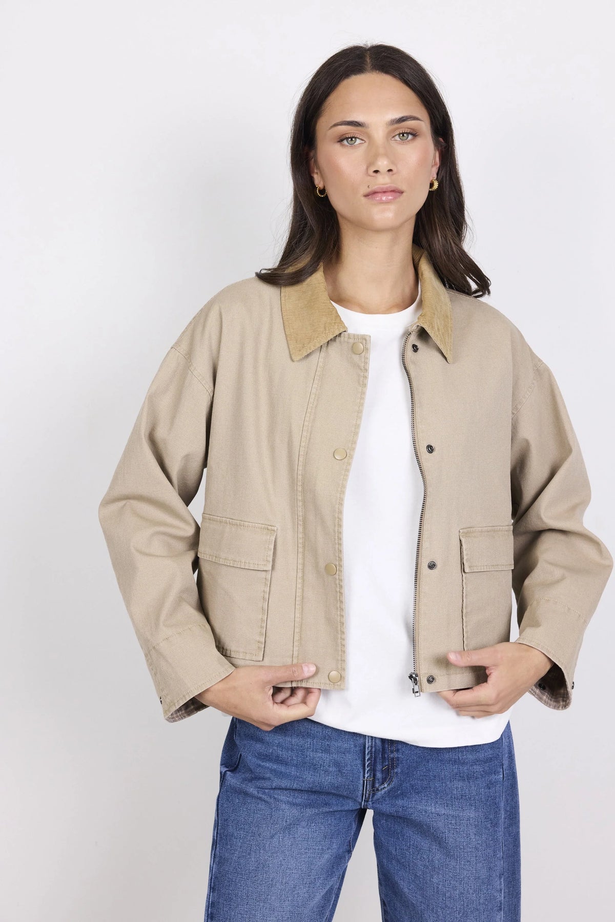 Newcomer Barn Cord Collar Jacket - Taupe