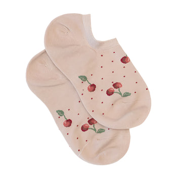 No Show Sock - Taupe Cherry
