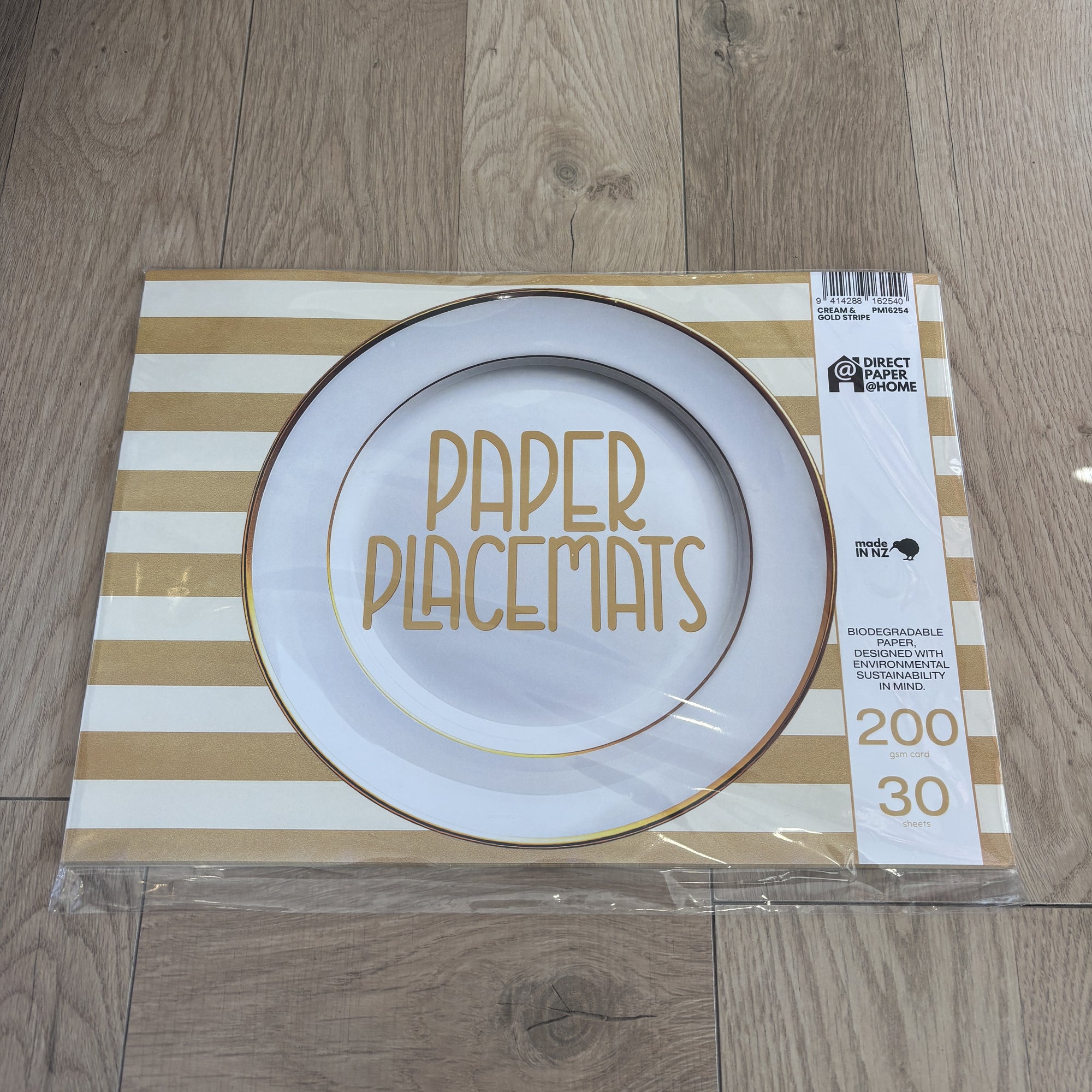 Paper Placemats (30 Sheets) - Cream + Gold Stripe