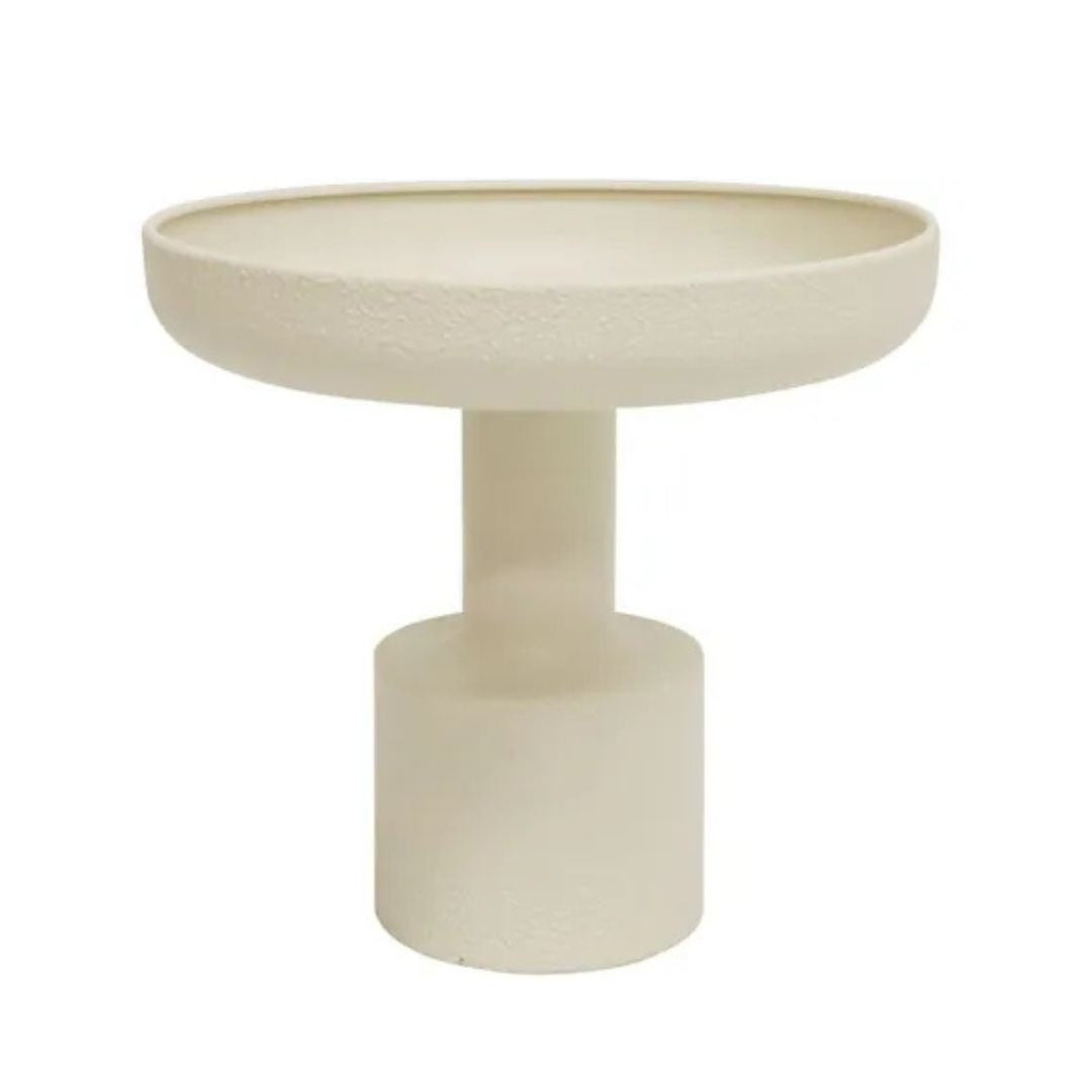 Pedestal Metal Textured Bowl - Beige