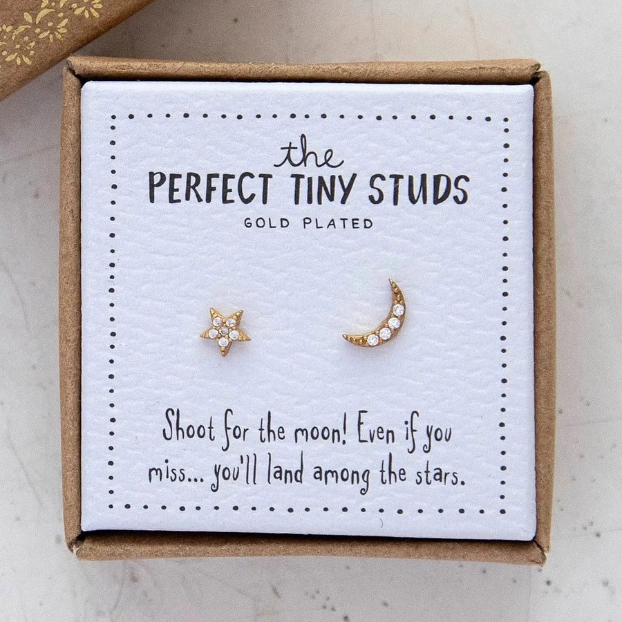 Perfect Tiny Stud Earrings - Star & Moon