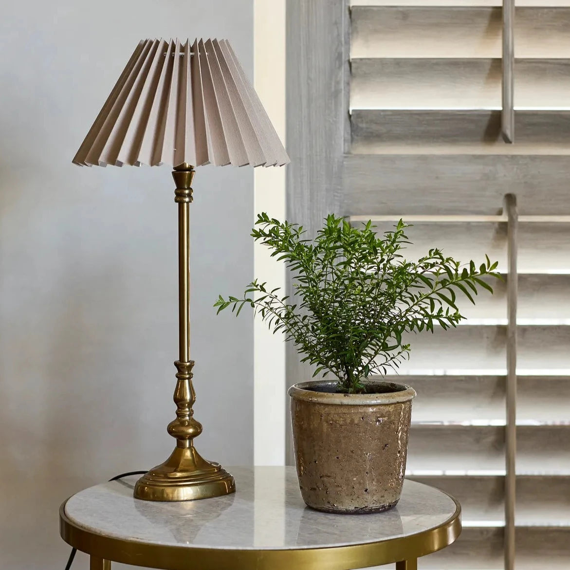 Pleated Linen Shade - 26cmD | Taupe