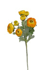 Bouquet of yellow flowers with green leaves on a white background