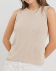 Relaxed Sleeveless Knit Tank Top - Sand