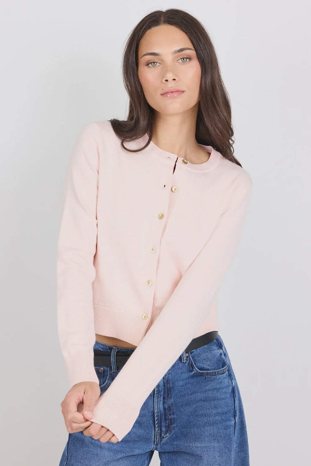 Replica Cotton Cashmere Crewneck Cardigan - Blush