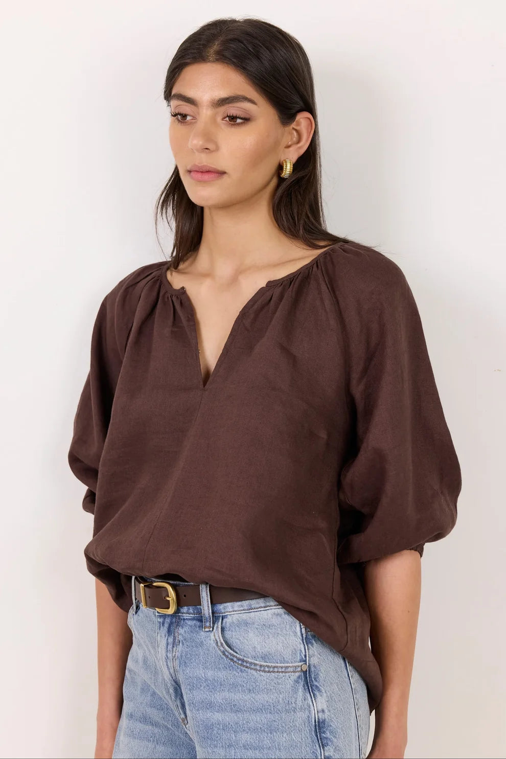 Revolutionary Linen Relaxed Top - Dk Chocolate