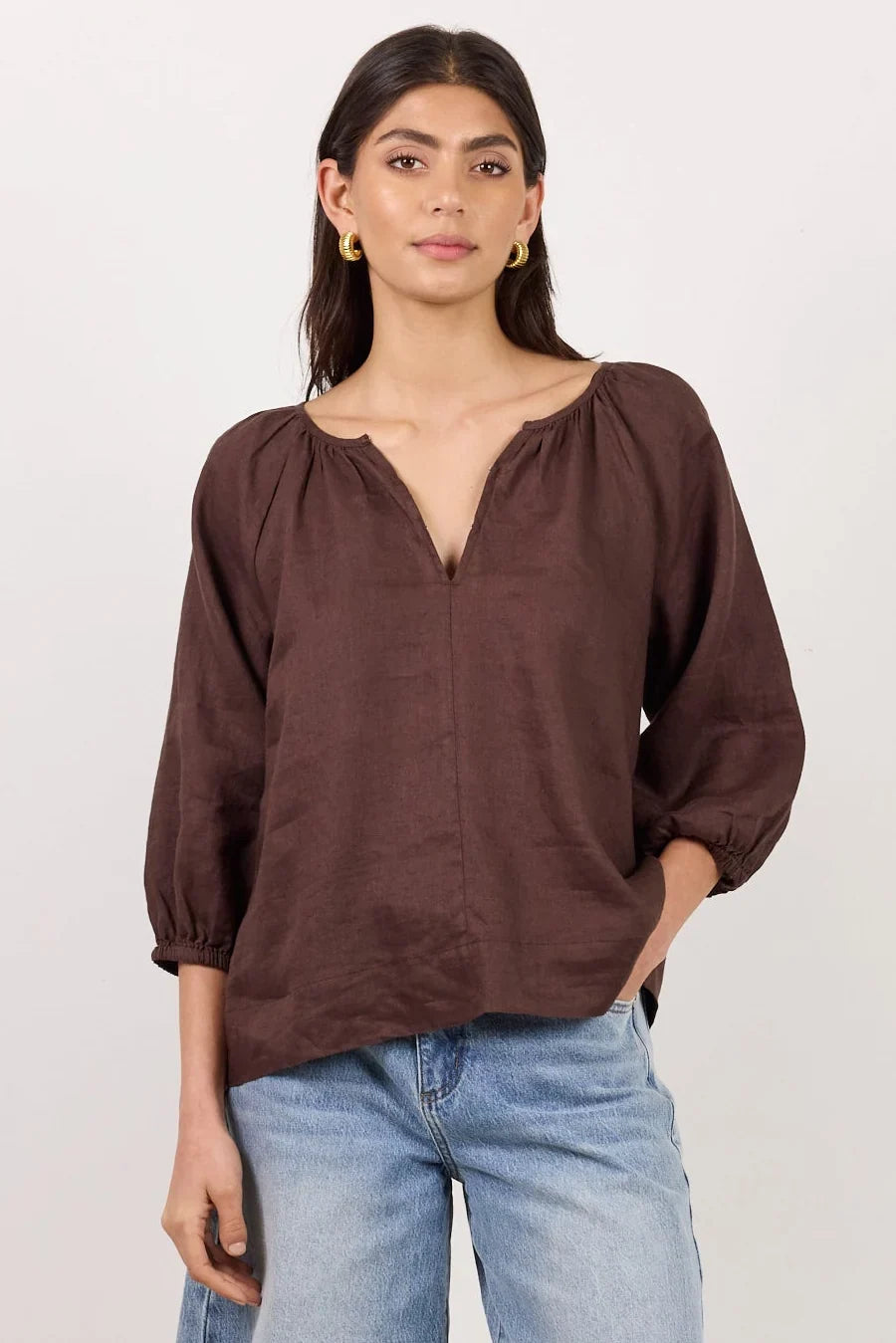Revolutionary Linen Relaxed Top - Dk Chocolate