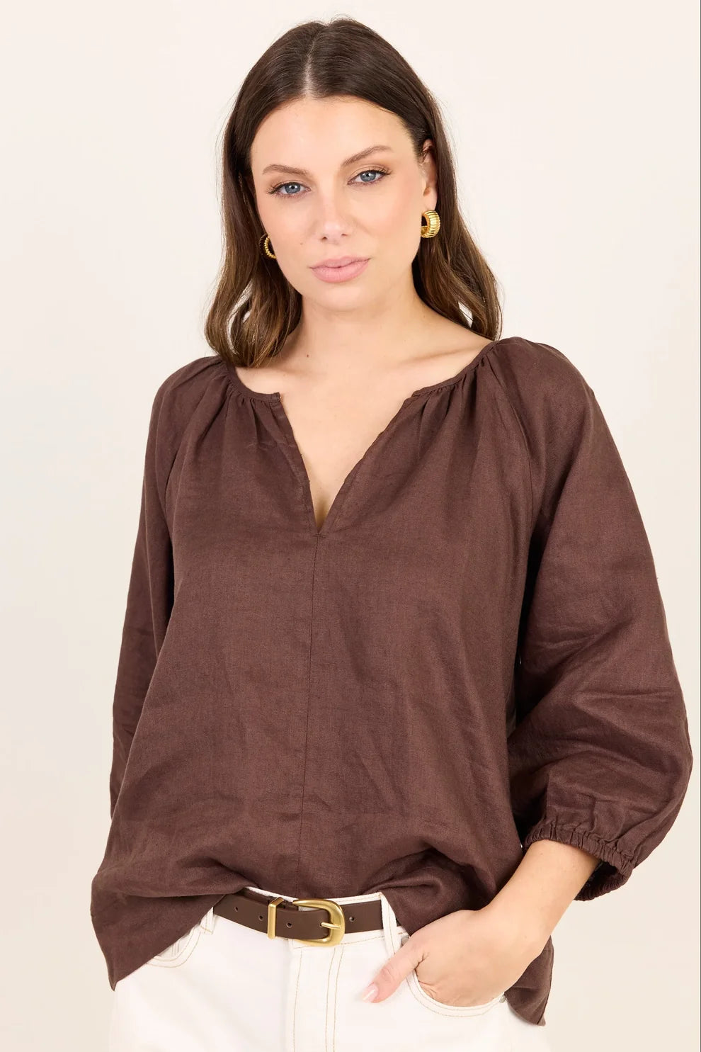 Revolutionary Linen Relaxed Top - Dk Chocolate
