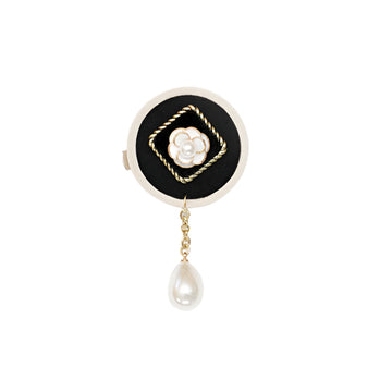 Rosette Pearl Drop Brooch