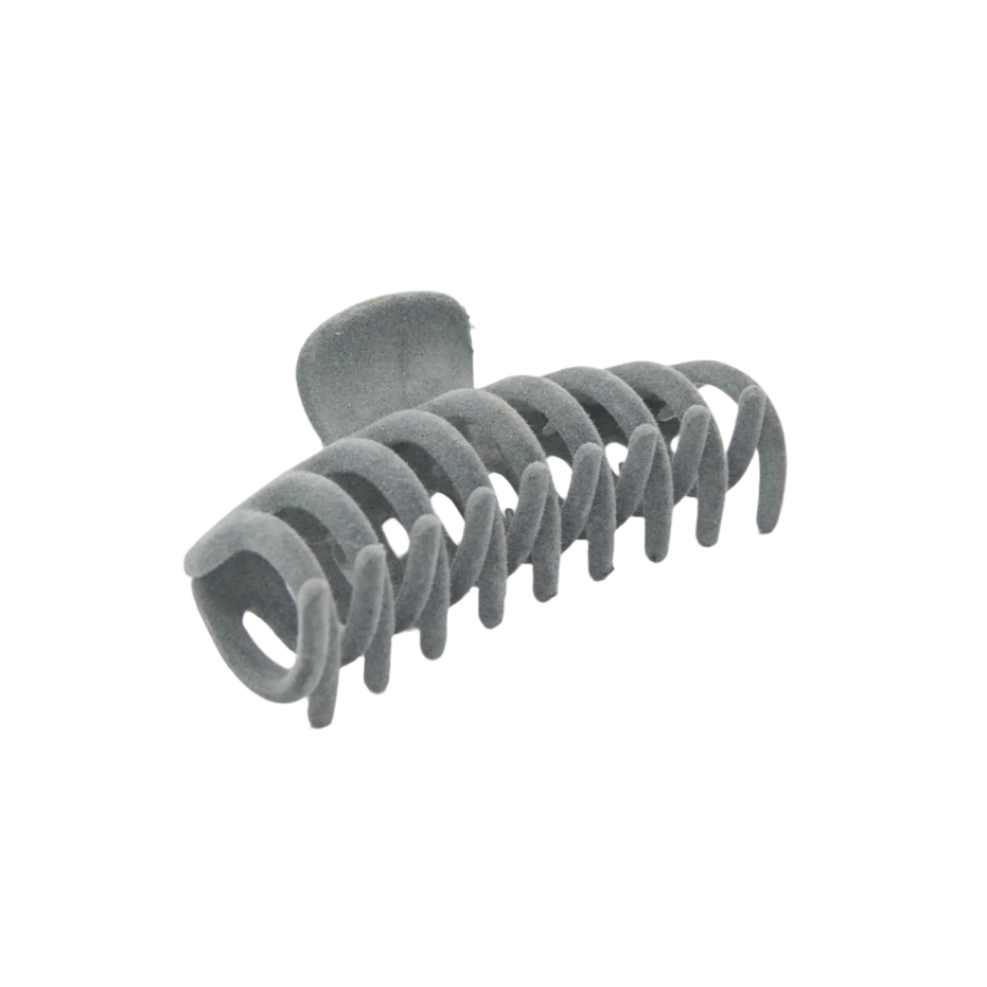S +G: Hair Claw Grip Round Velvet | Grey