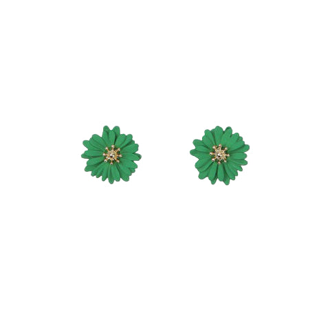 Green Daisy Stud Earrings