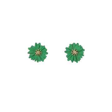Green Daisy Stud Earrings