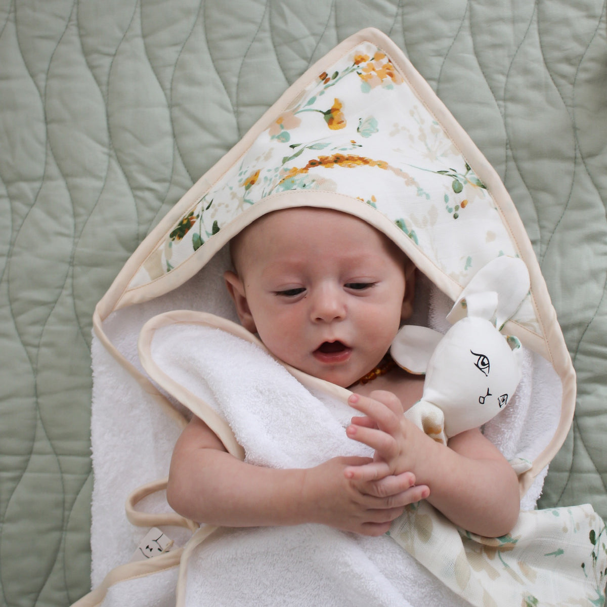 BABY HOODED TOWEL - SPRING MELODY